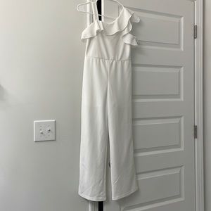 White jumpsuit with stretch.